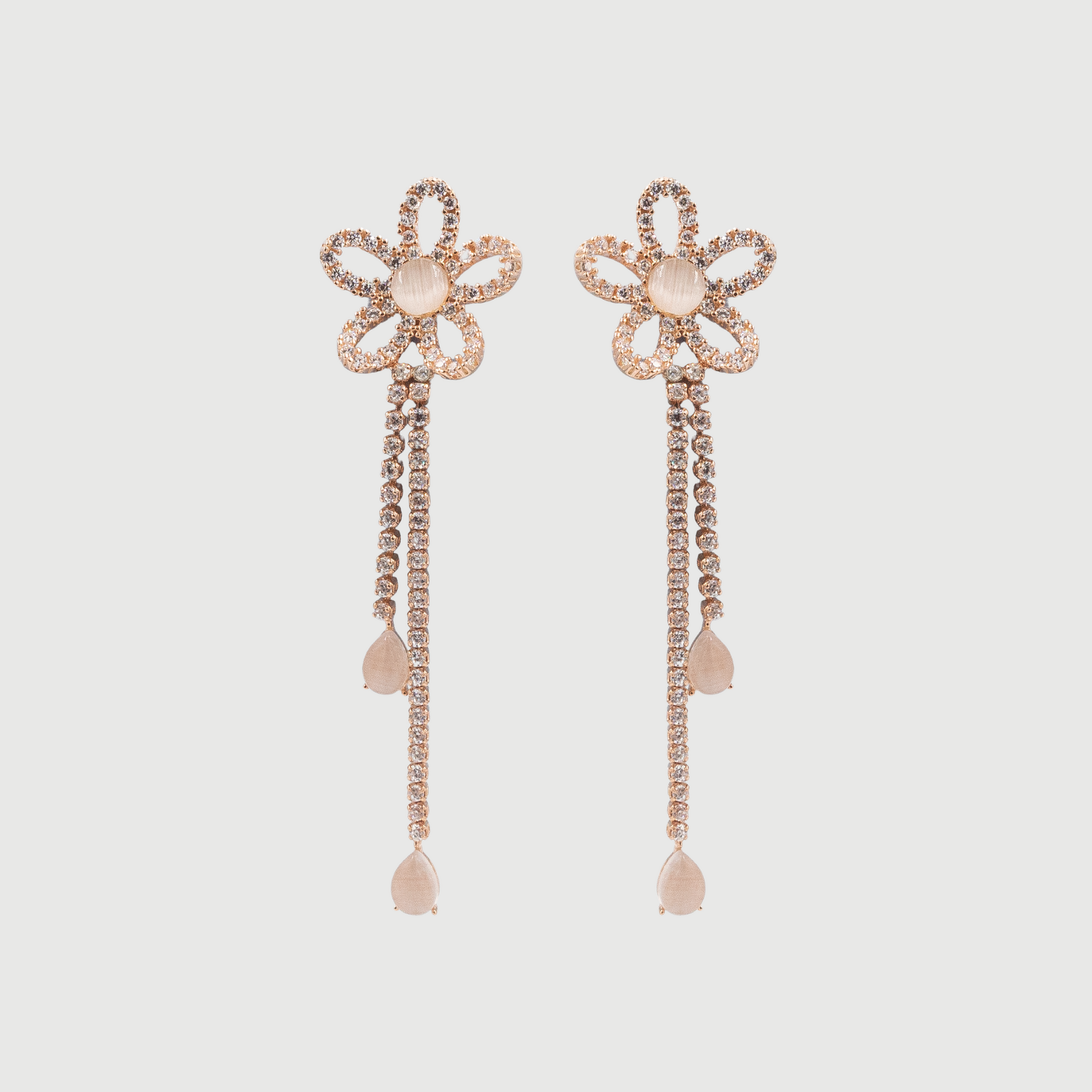 Sterling Sterling silver rose gold flower drop earrings