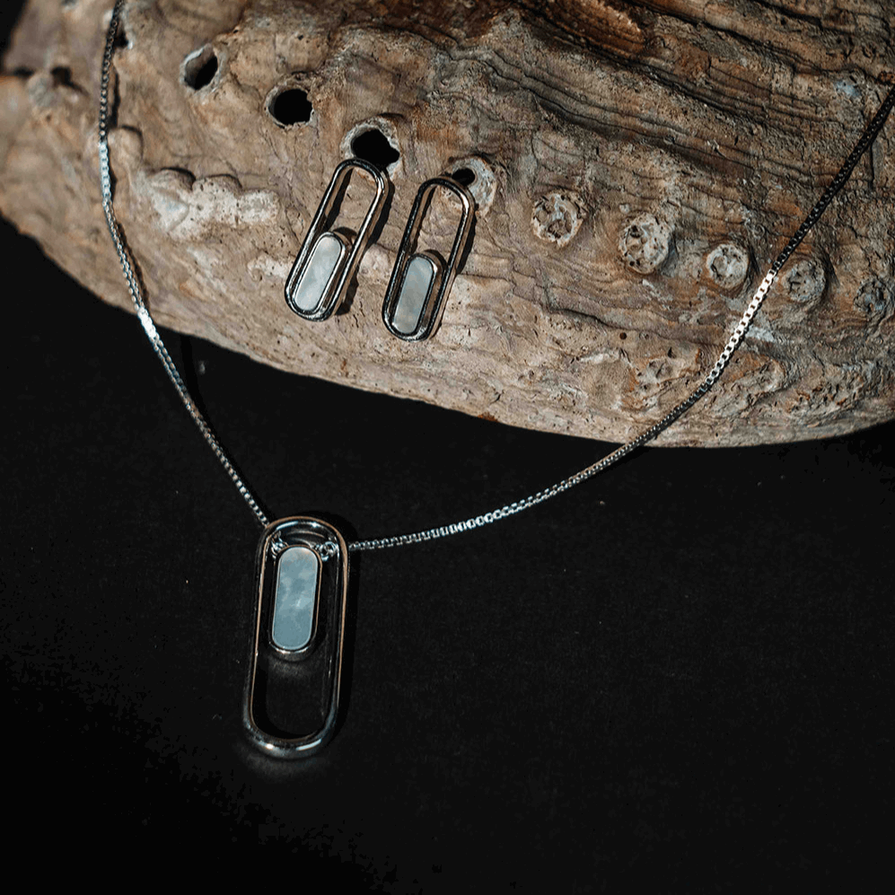 sterling silver Mother of Pearl set, silver jewellery sets, gift for her, jewellery set for her