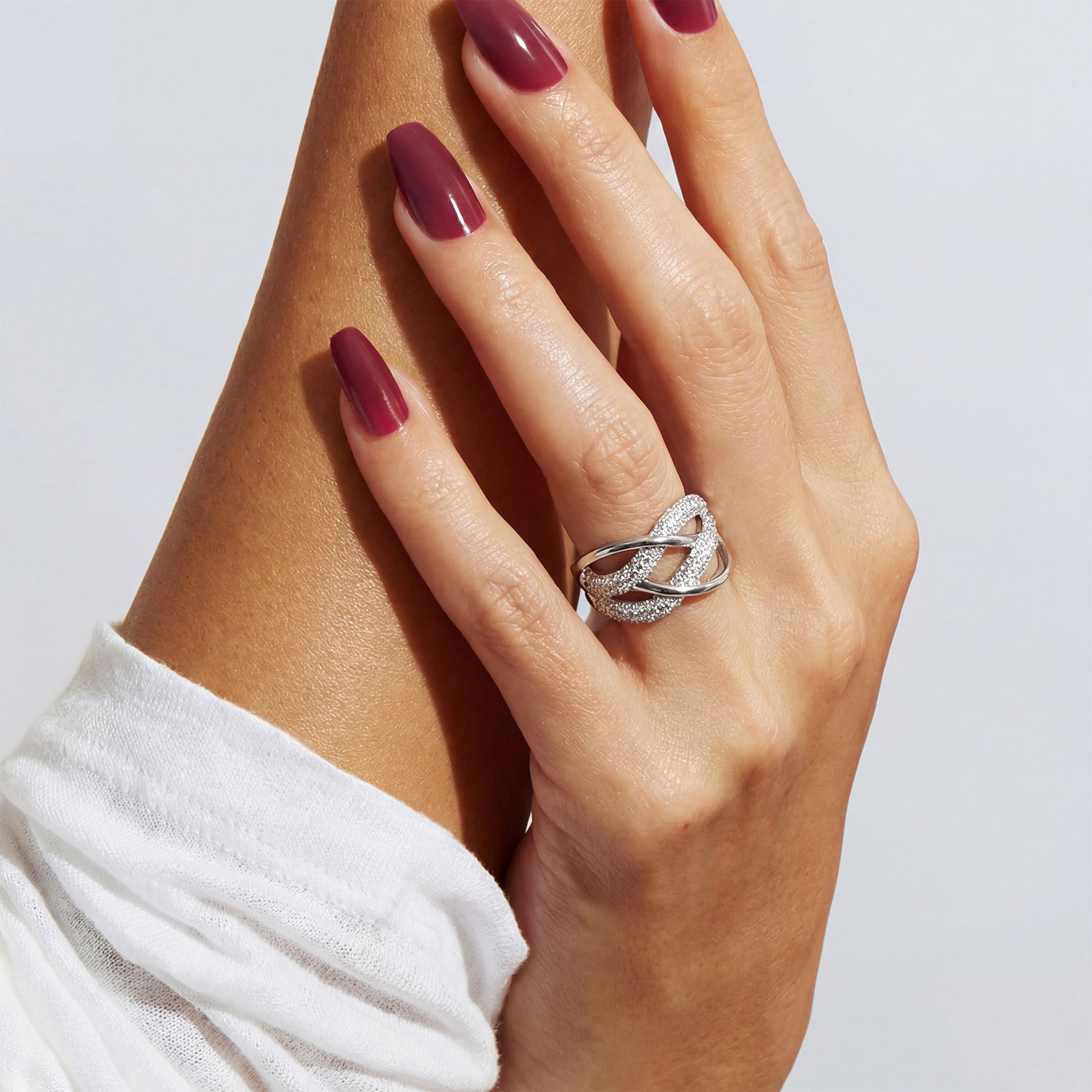 Sterling Silver elfy calm waves ring with wave like pattern, Elfy ring