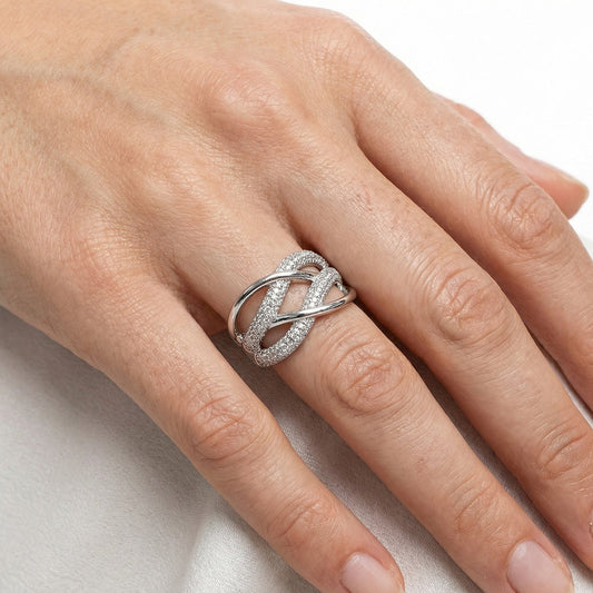 Silver elfy calm waves ring with wave like pattern