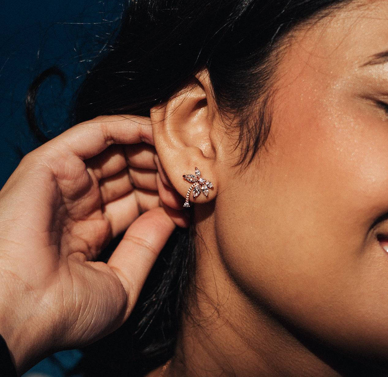 Sterling silver rose gold coconut tree shaped earrings studs gift for mom or baby