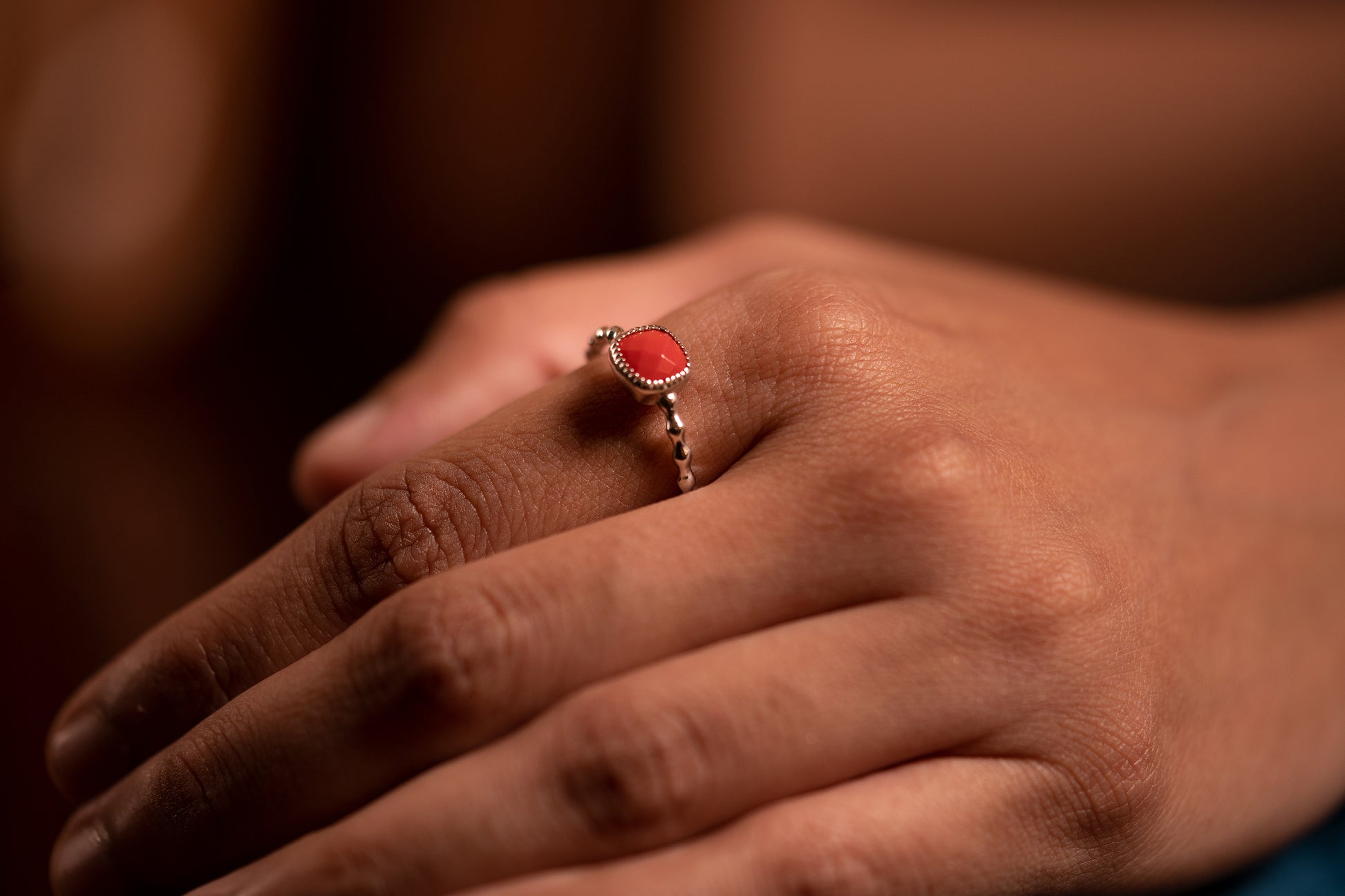 Crimson drop ring, the perfect stacking for diwali