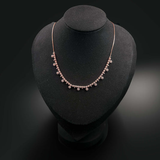 Diamond Rain set with cubic zircon stones on a black mannequin