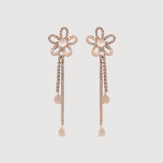 Sterling Sterling silver rose gold flower drop earrings