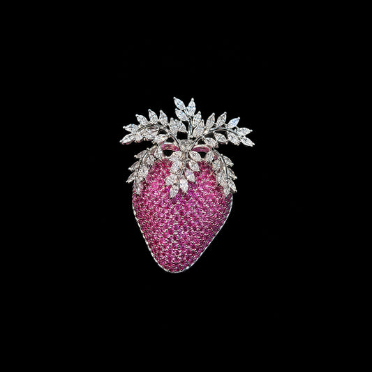 Glittering Strawberry Brooch