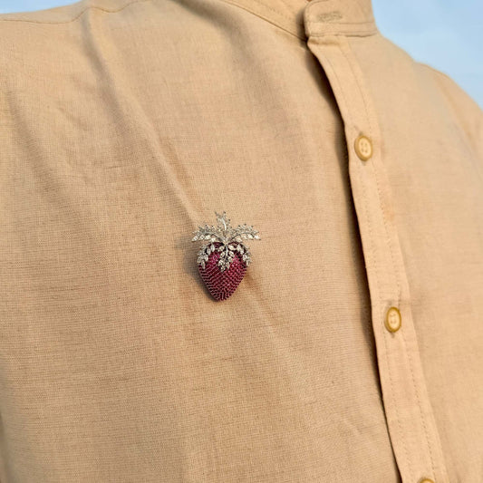 Glittering Strawberry Brooch