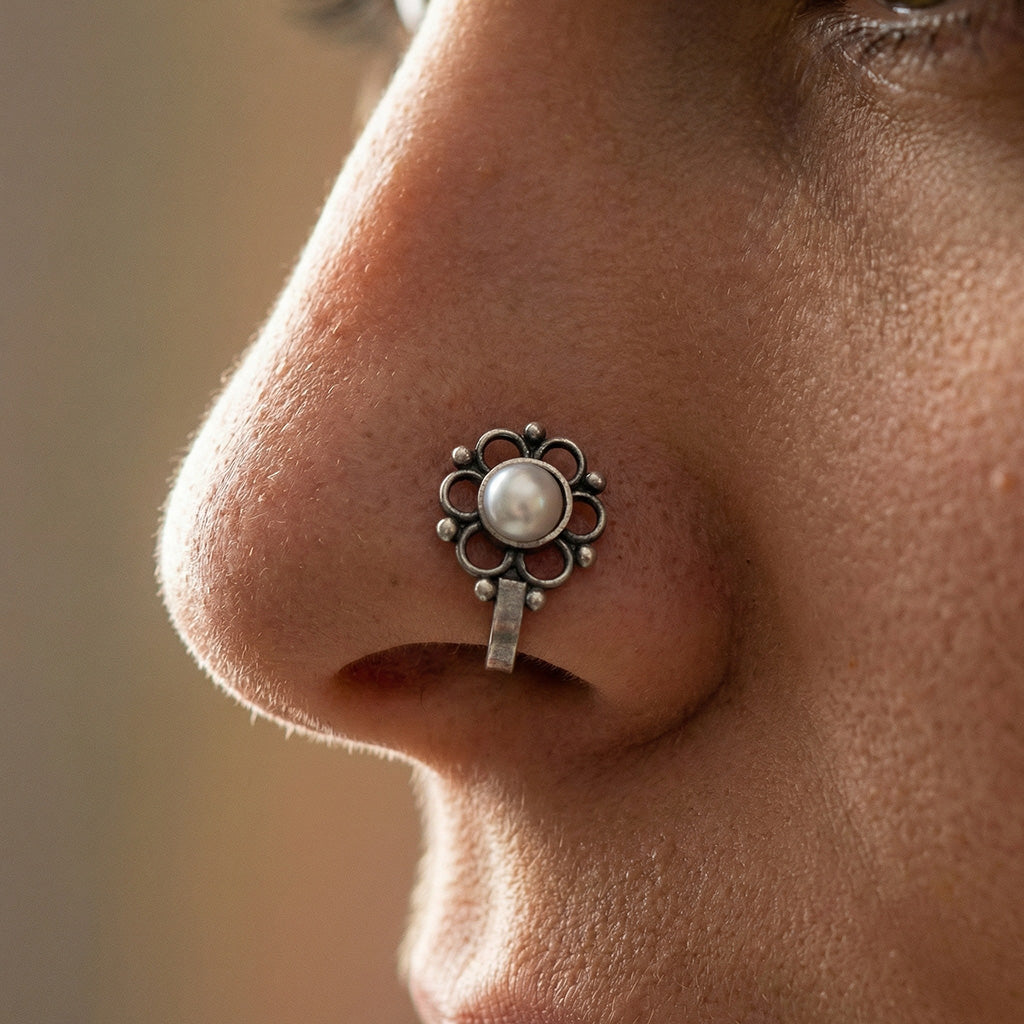 Authentic traditional silver nosepin