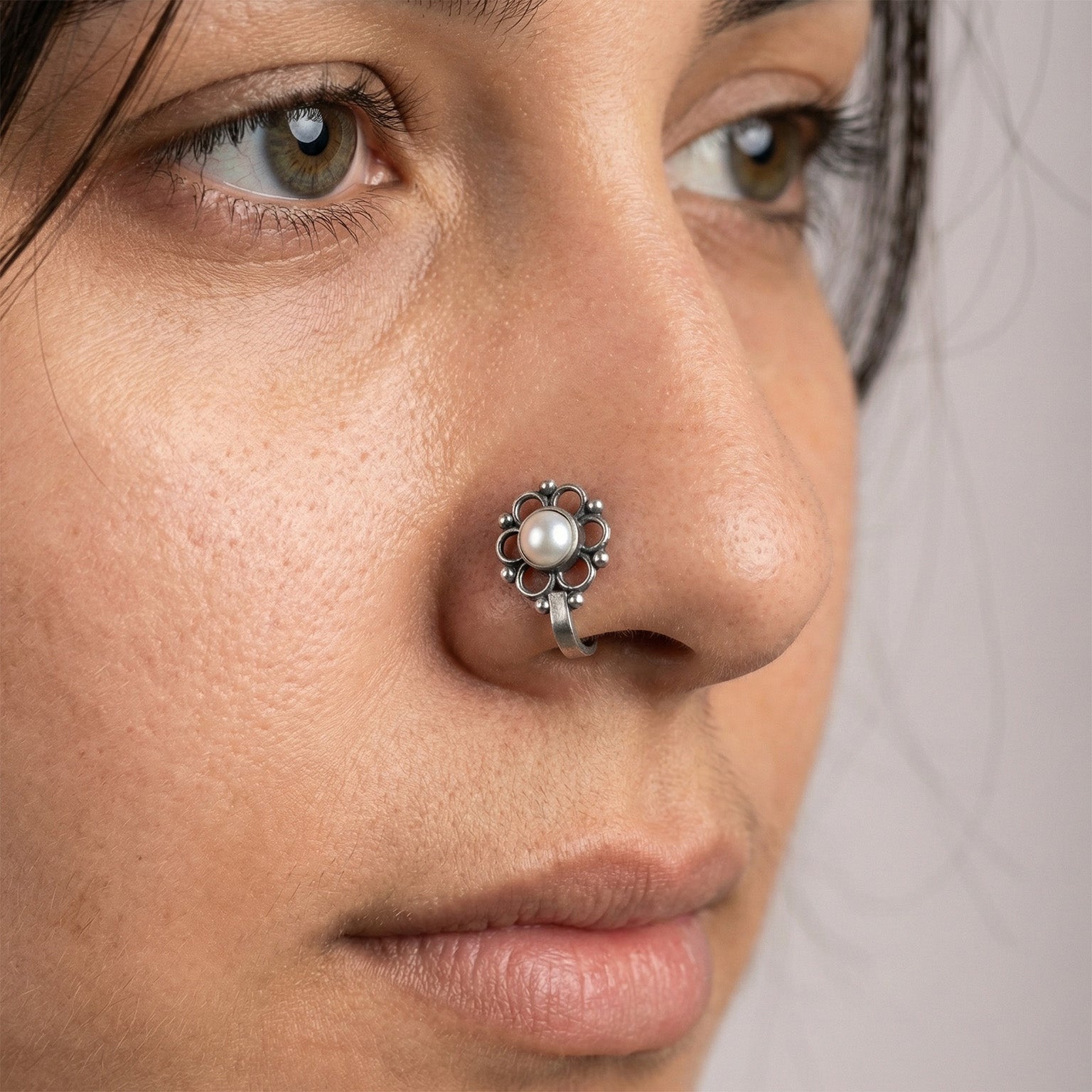 Authentic traditional silver nosepin