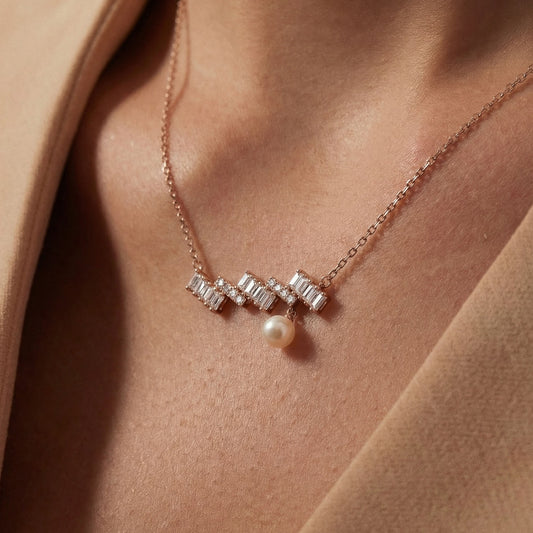 Silver pendant with stone design and pearl hanging at bottom, Silver pendant, Pendant for her, 925 Silver Pendant, silver pendant necklace, 925 sterling silver