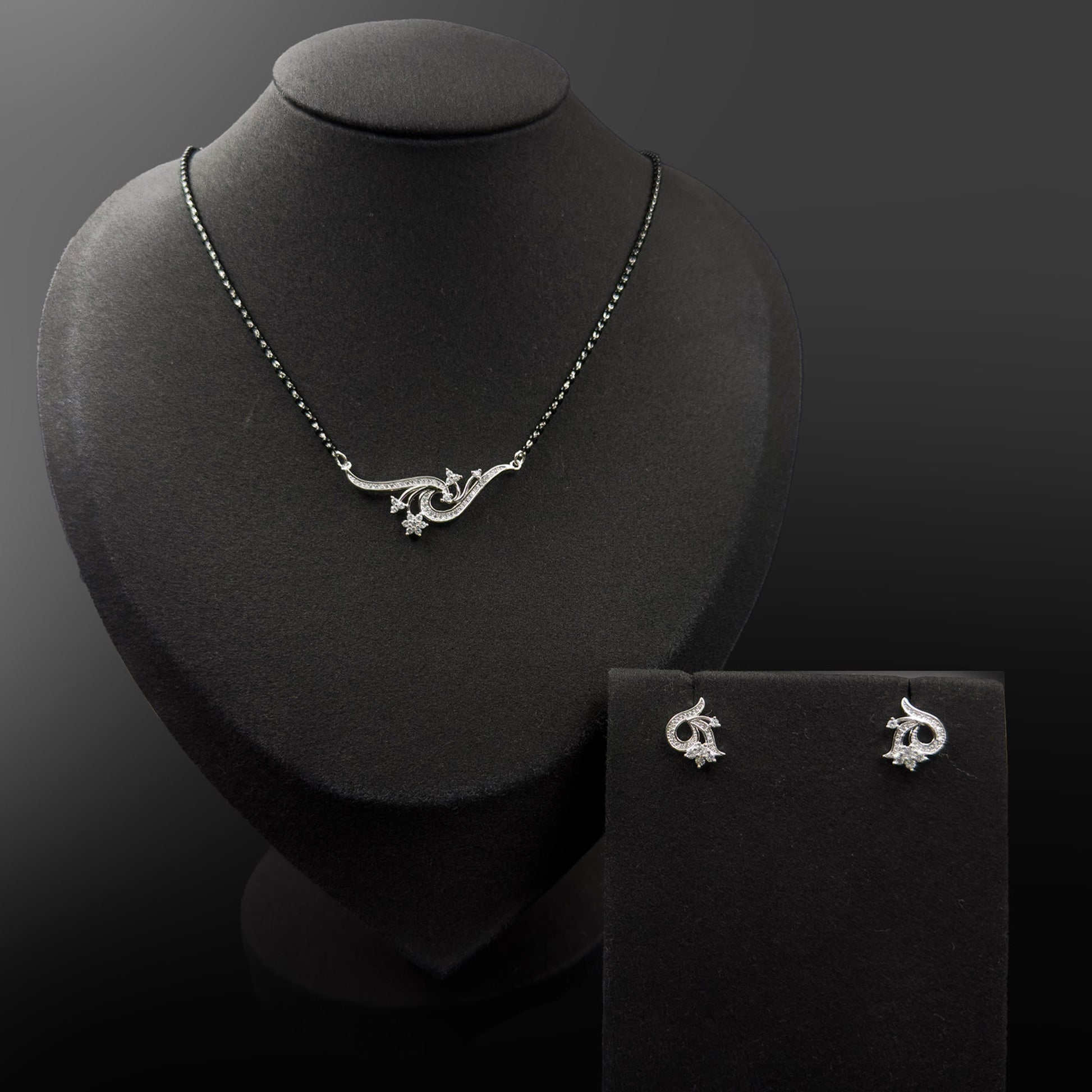 Shop silver jewellery set with necklace and earrings