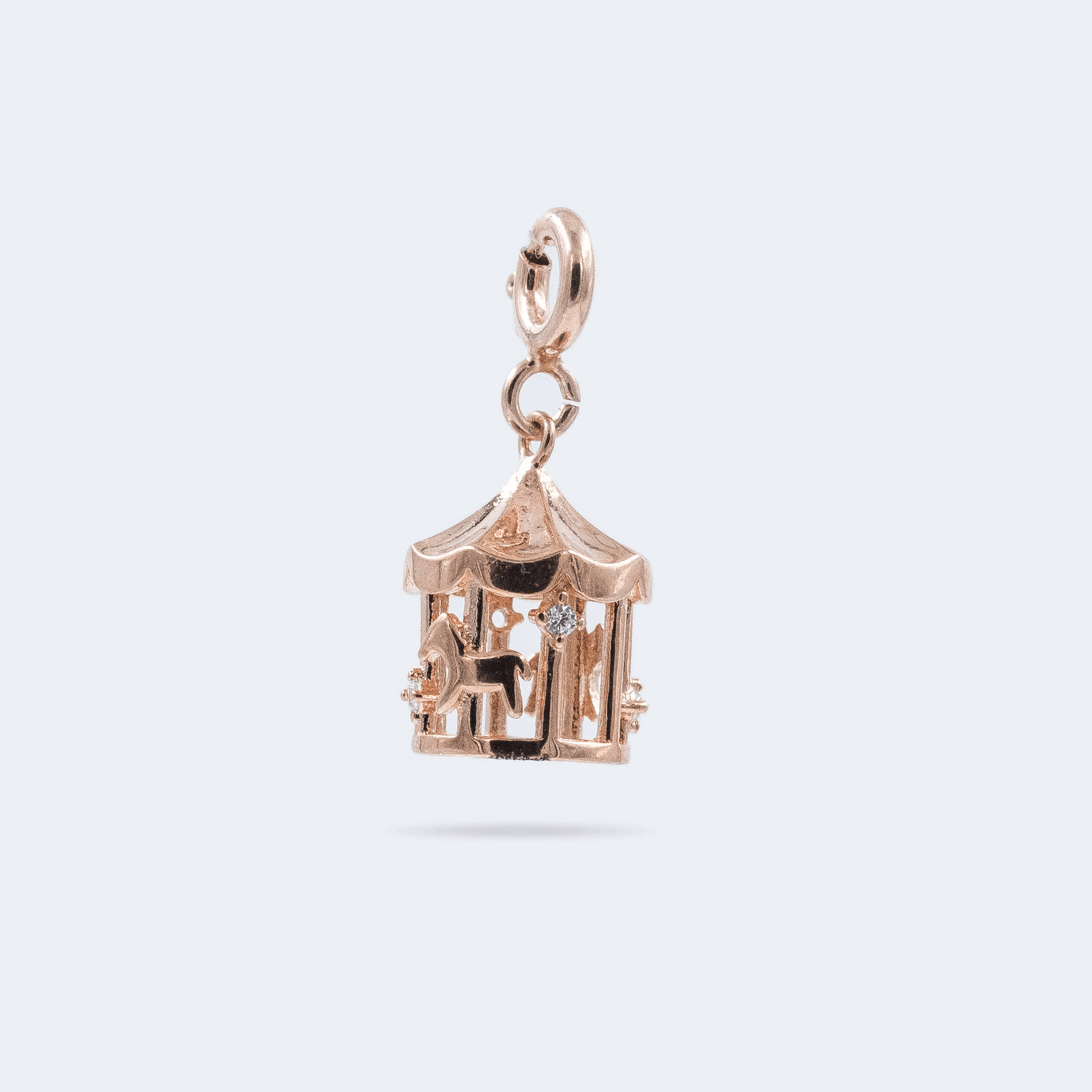 Merry go round charm in rose gold. Merry go round charm, silver charms, sterling silver charms, charm bracelet, charm chain