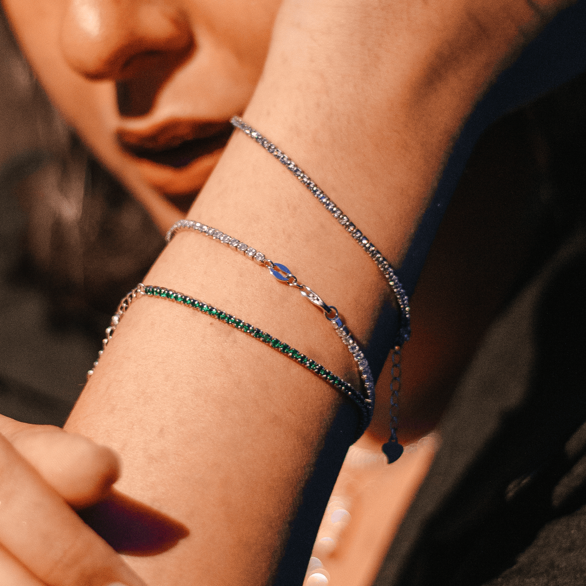 Minimalist Tennis Bracelet on hand