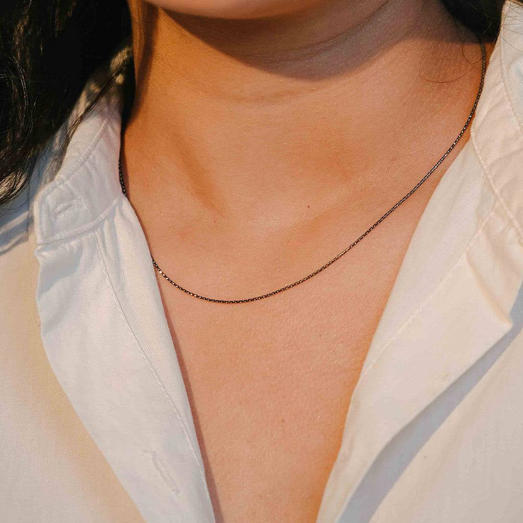 Nightfall Shimmer Chain, oxidised thin chain. Elfy chains