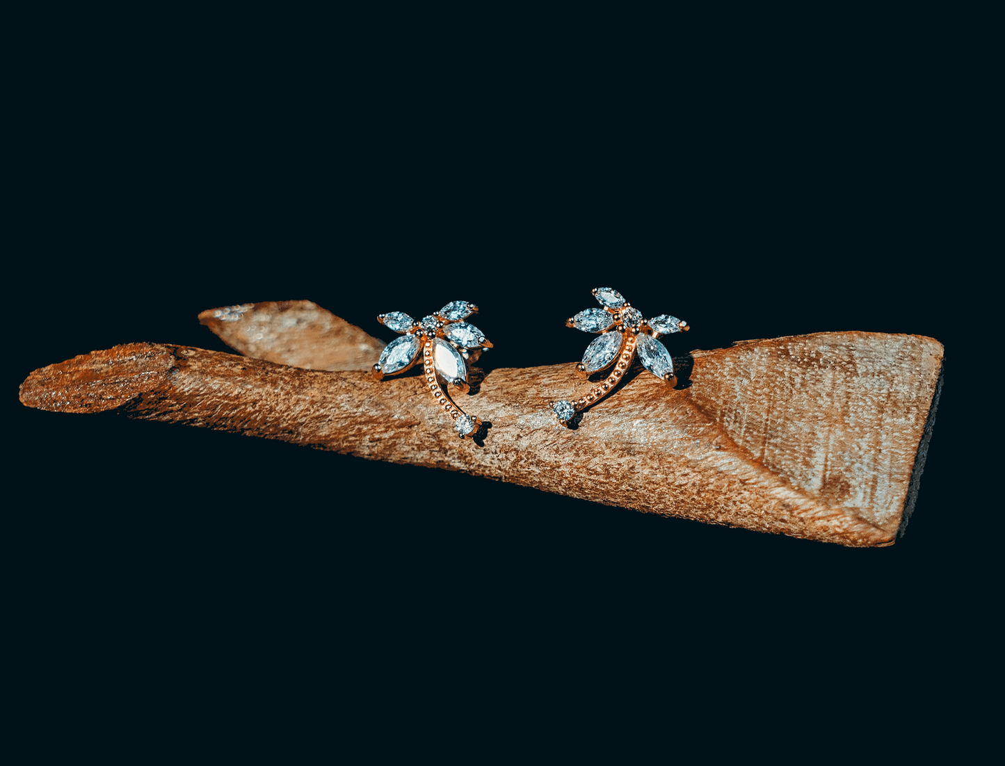 Sterling silver rose gold coconut tree shaped earrings studs