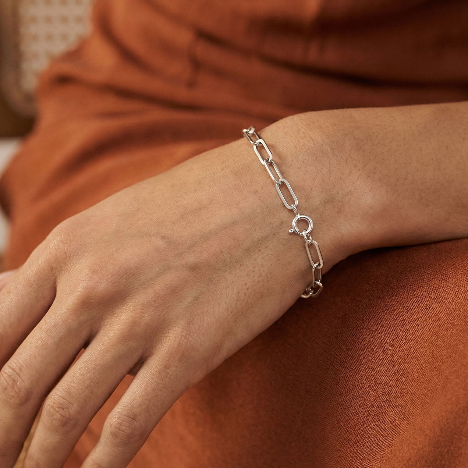 Paperclip bracelet, Charm bracelet, Elfy paperclip charm bracelet, 925 silver, Gift