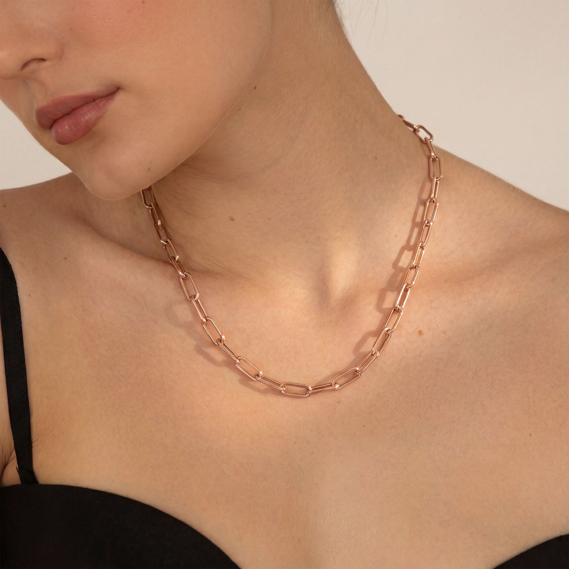 Elfy 925 sterling silver paperclip chain, waterproof and anti-tarnish jewellery for women