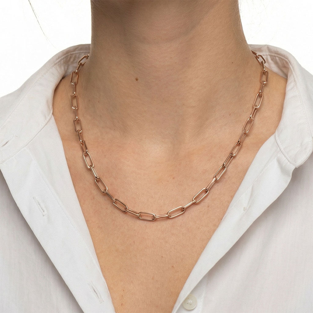 Elfy 925 sterling silver paperclip chain, waterproof and anti-tarnish jewellery for women