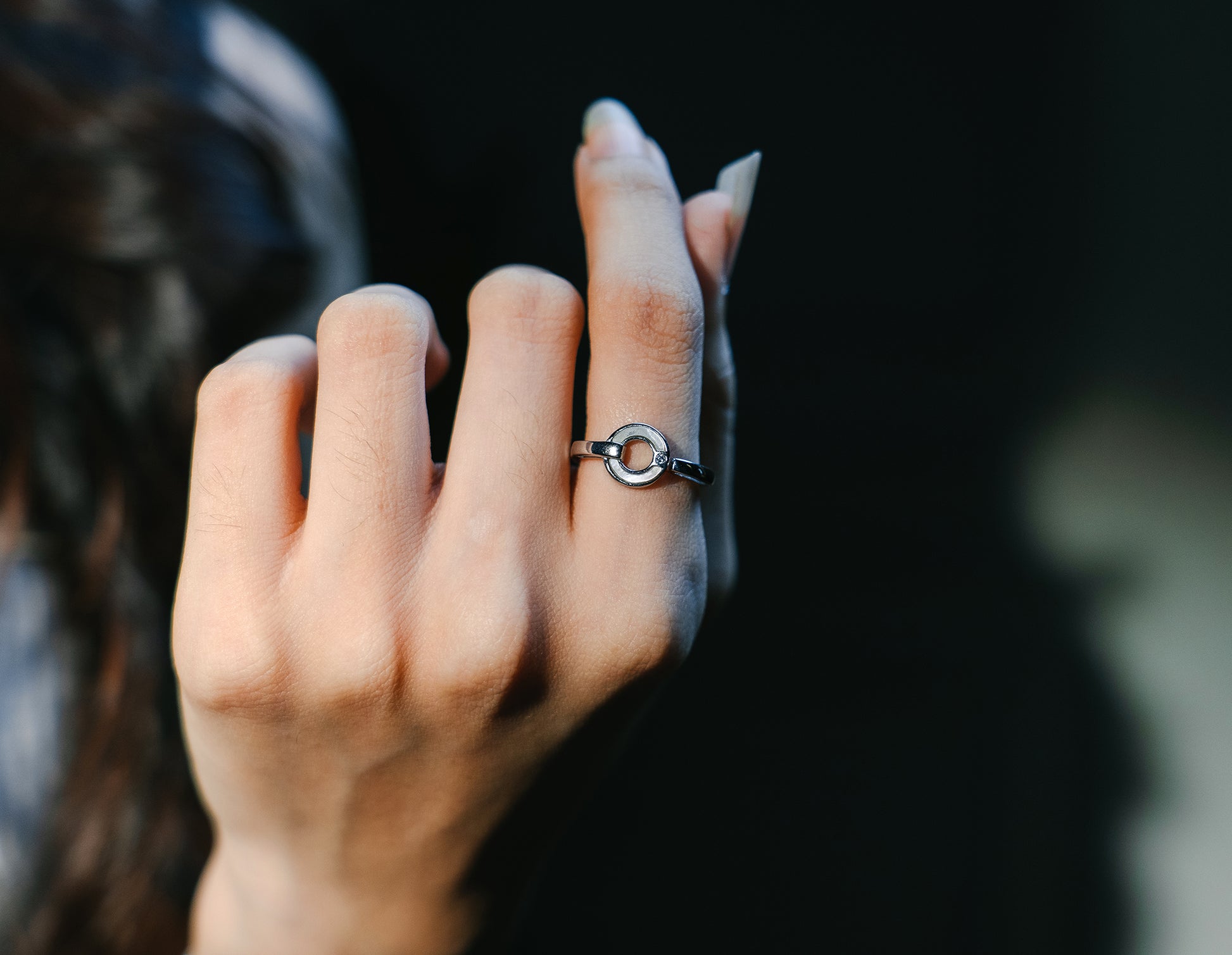 Sterling silver Mother of pearl adjustable ring