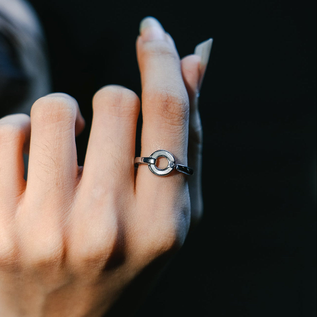 Sterling silver Mother of pearl adjustable ring