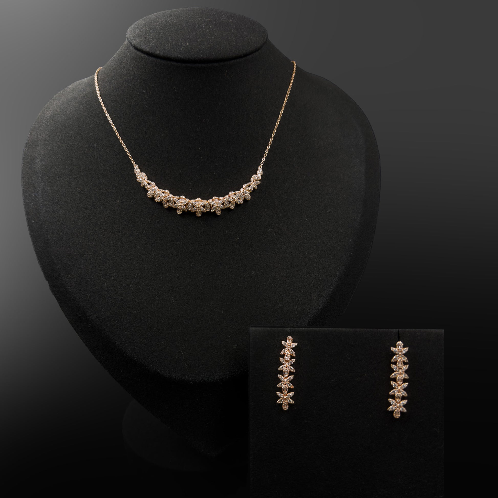 Buy silver jewellery set with floral necklace and matching earrings online
