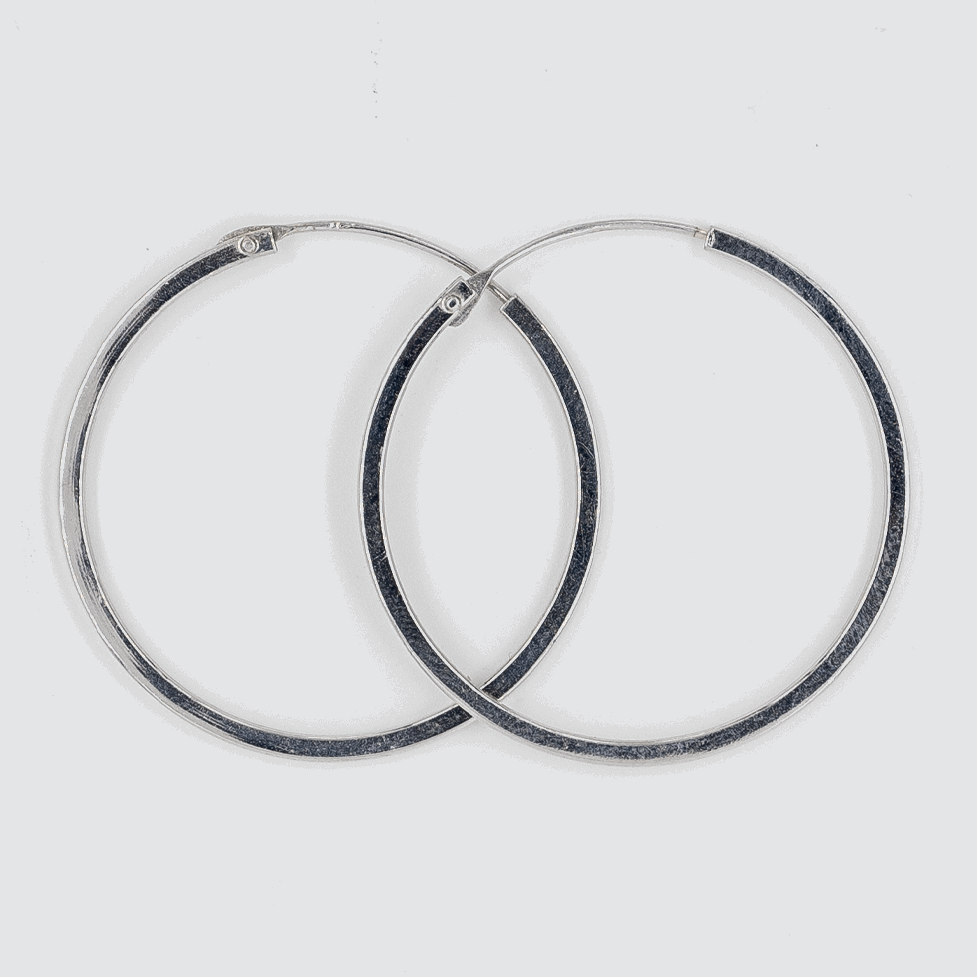 anti tarnish silver Everyday Hoops on white background