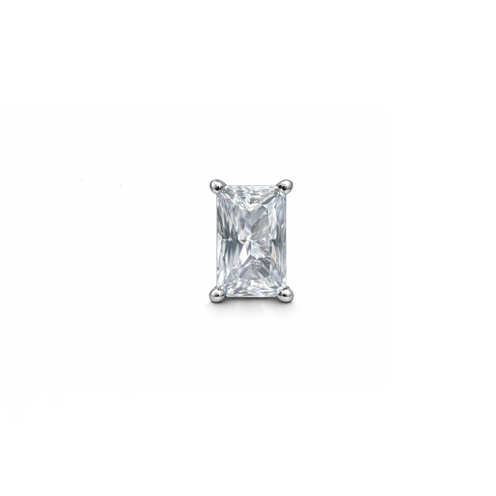 Pair of silver stud earrings with clear gemstones, showing dimensions on a white background. perfect gift for women and men. Perfect earrings for wearing daily