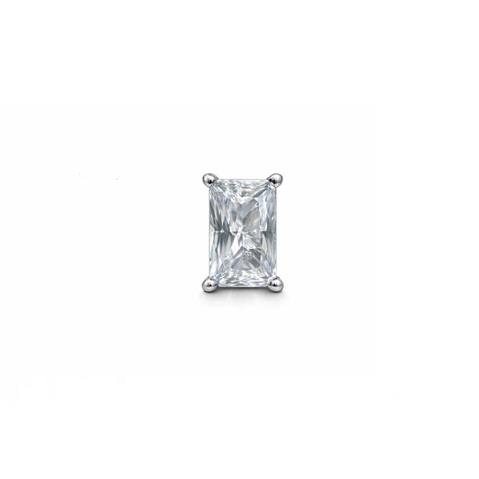Pair of silver stud earrings with clear gemstones, showing dimensions on a white background. perfect gift for women and men. Perfect earrings for wearing daily