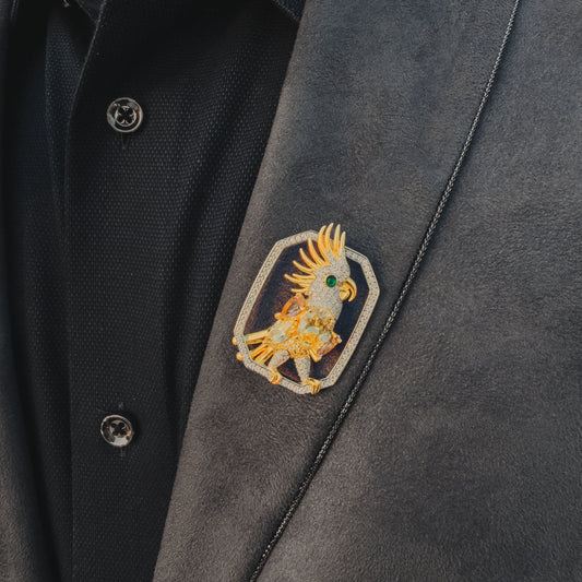 Shop designer parrot brooch for men's fashion accessories