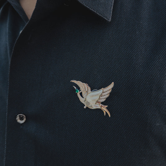 Shop bird brooch with gemstone accents mens jewellery online