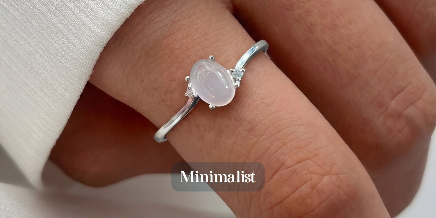 Minimalist sterling silver ring featuring elegant white gemstone detailing for everyday jewellery.