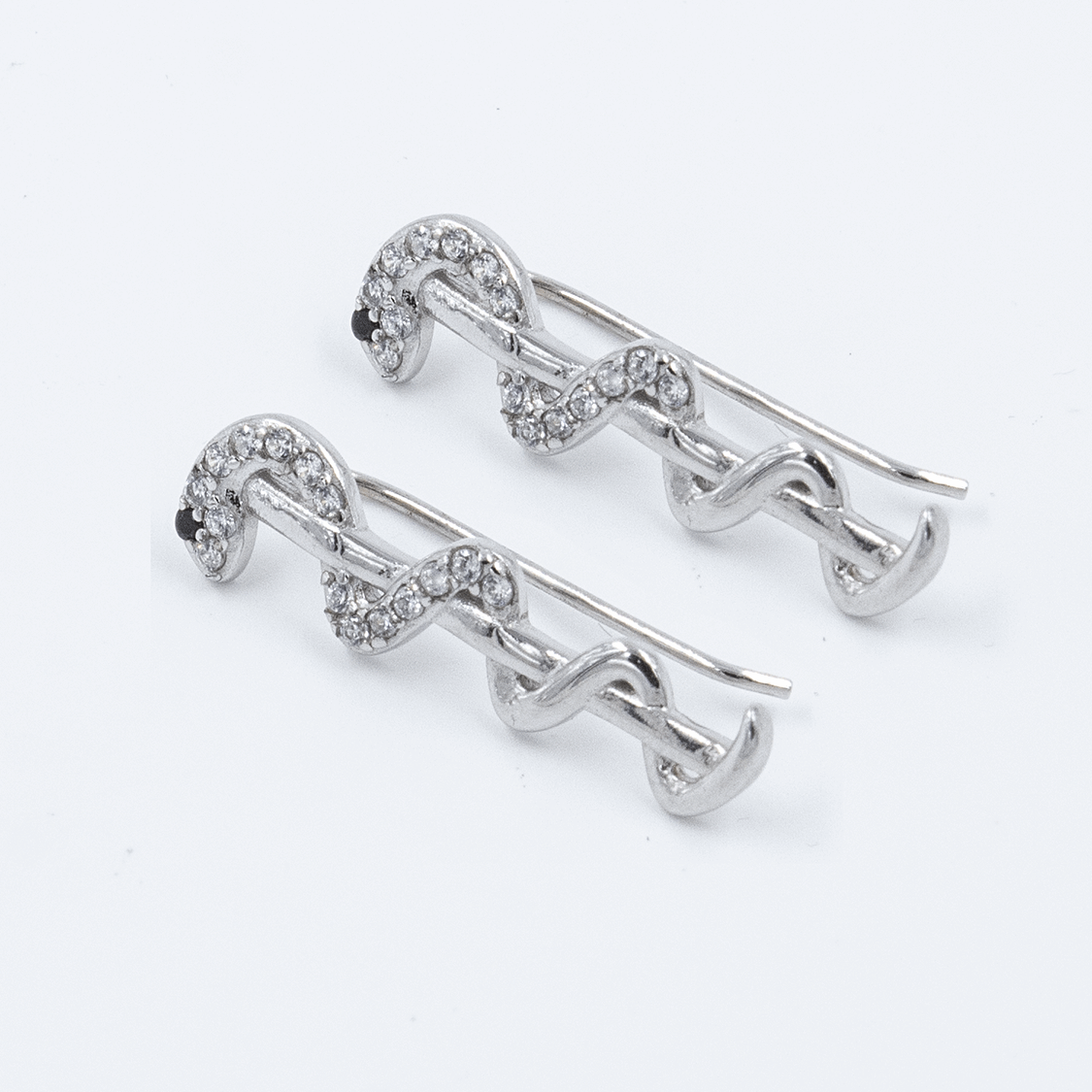 Sterling silver snake ear cuff earrings