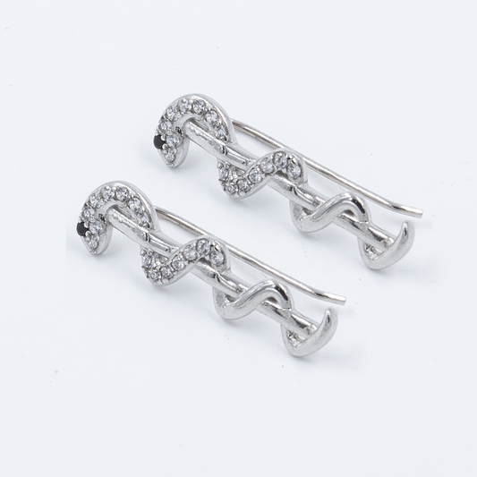 Sterling silver snake ear cuff earrings