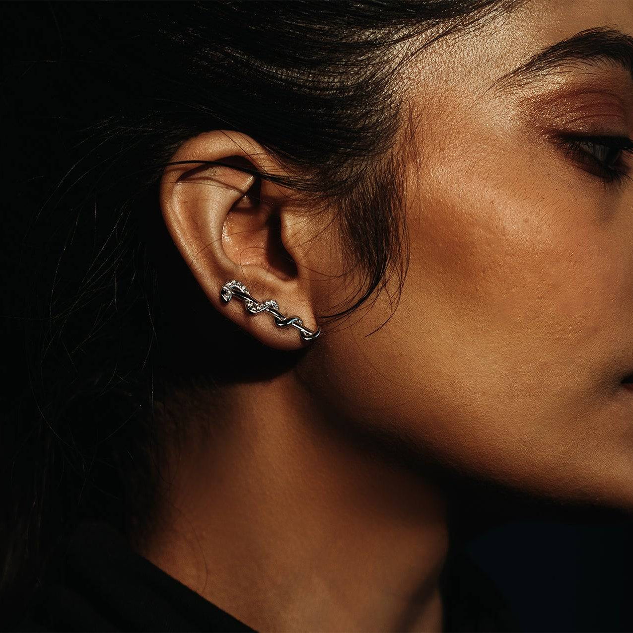 Sterling silver snake shaped ear cuffs