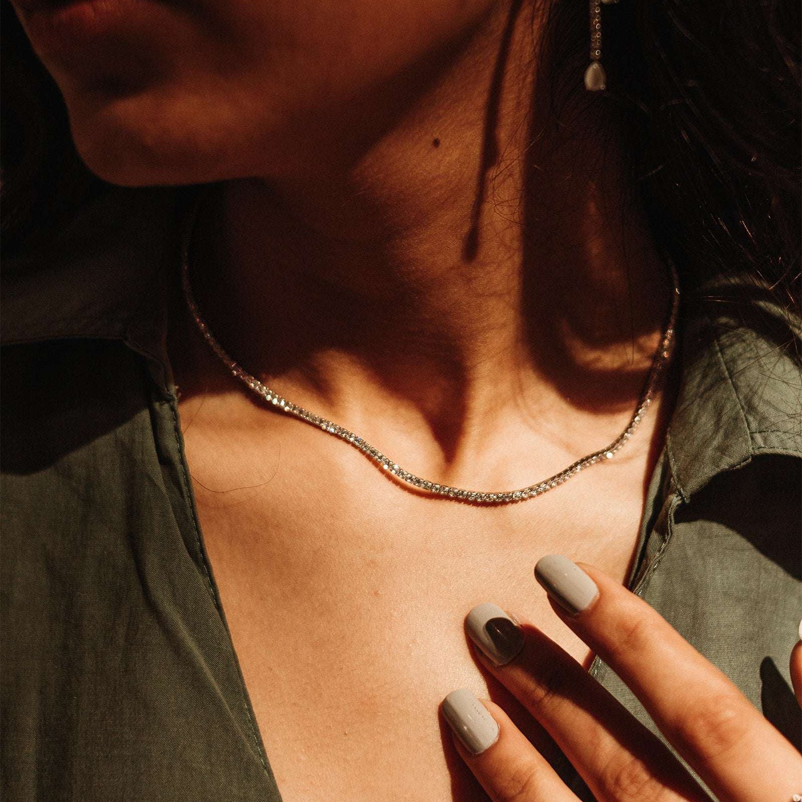 Sterling silver Sleek solitaire chain