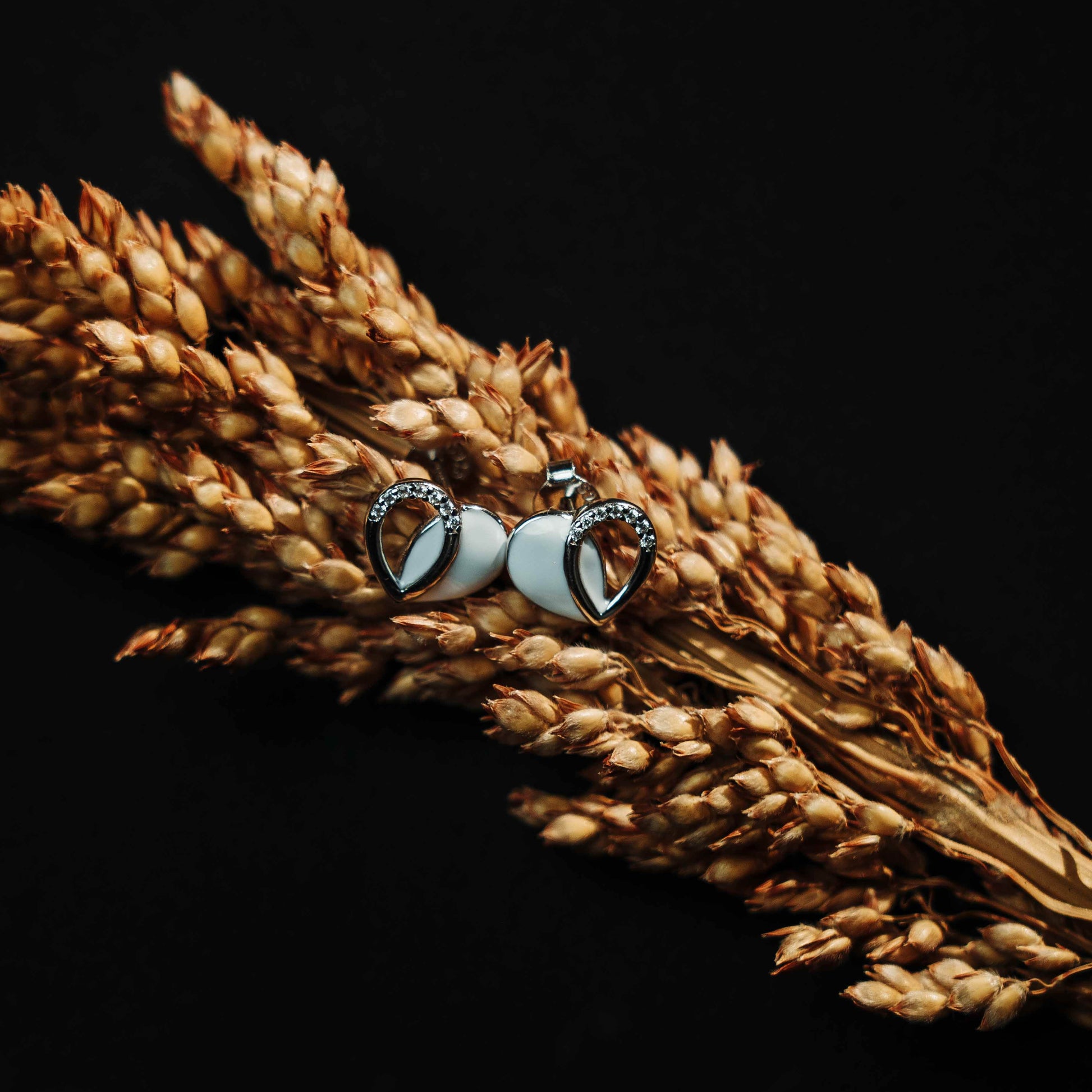 Sterling silver heart shaped enamel earrings