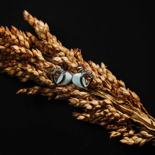 Sterling silver heart shaped enamel earrings