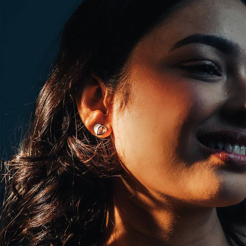 Luna Studs, heart shaped studs