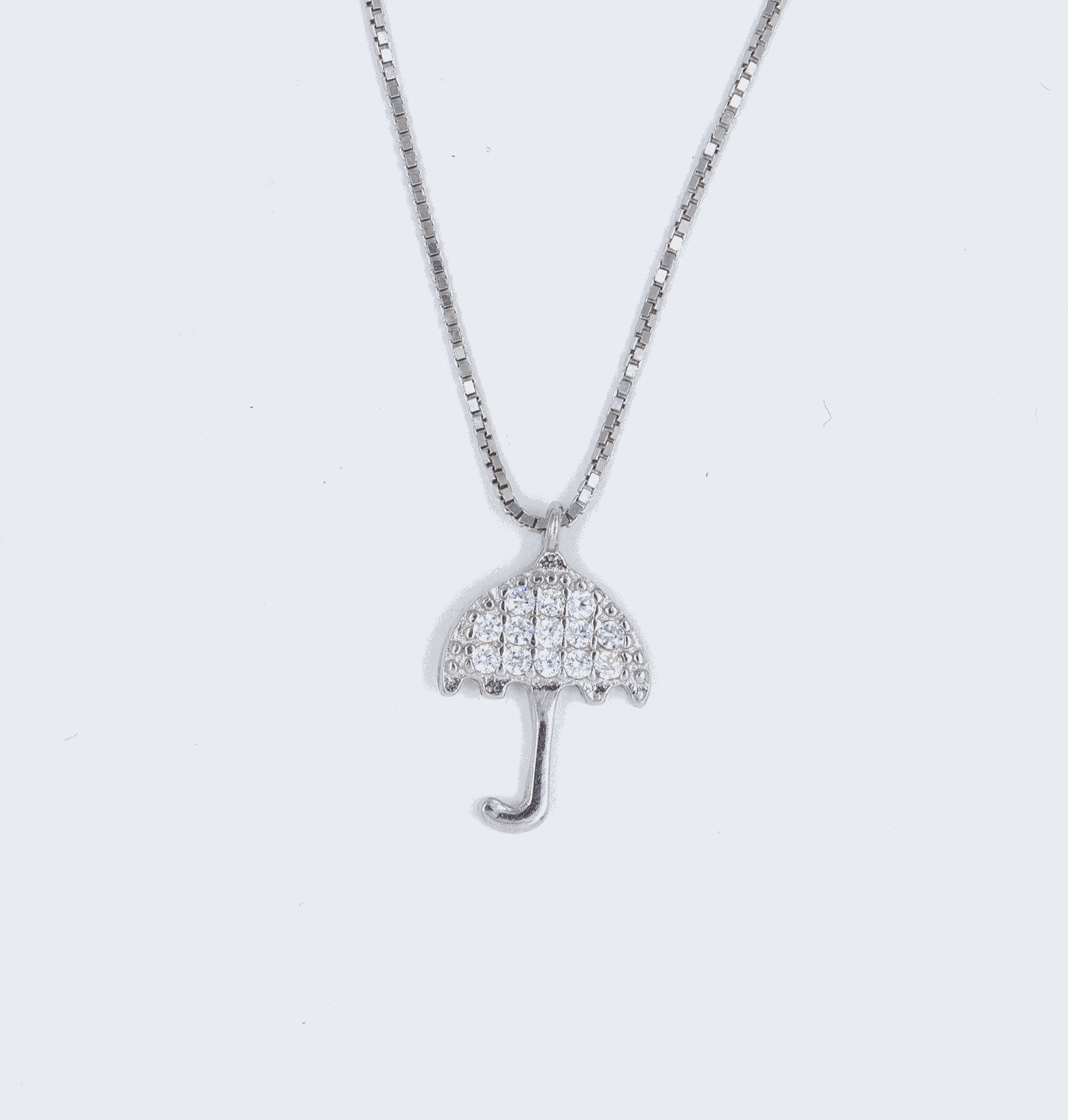 Silver Umbrella Pendant with zircon stones studded 
