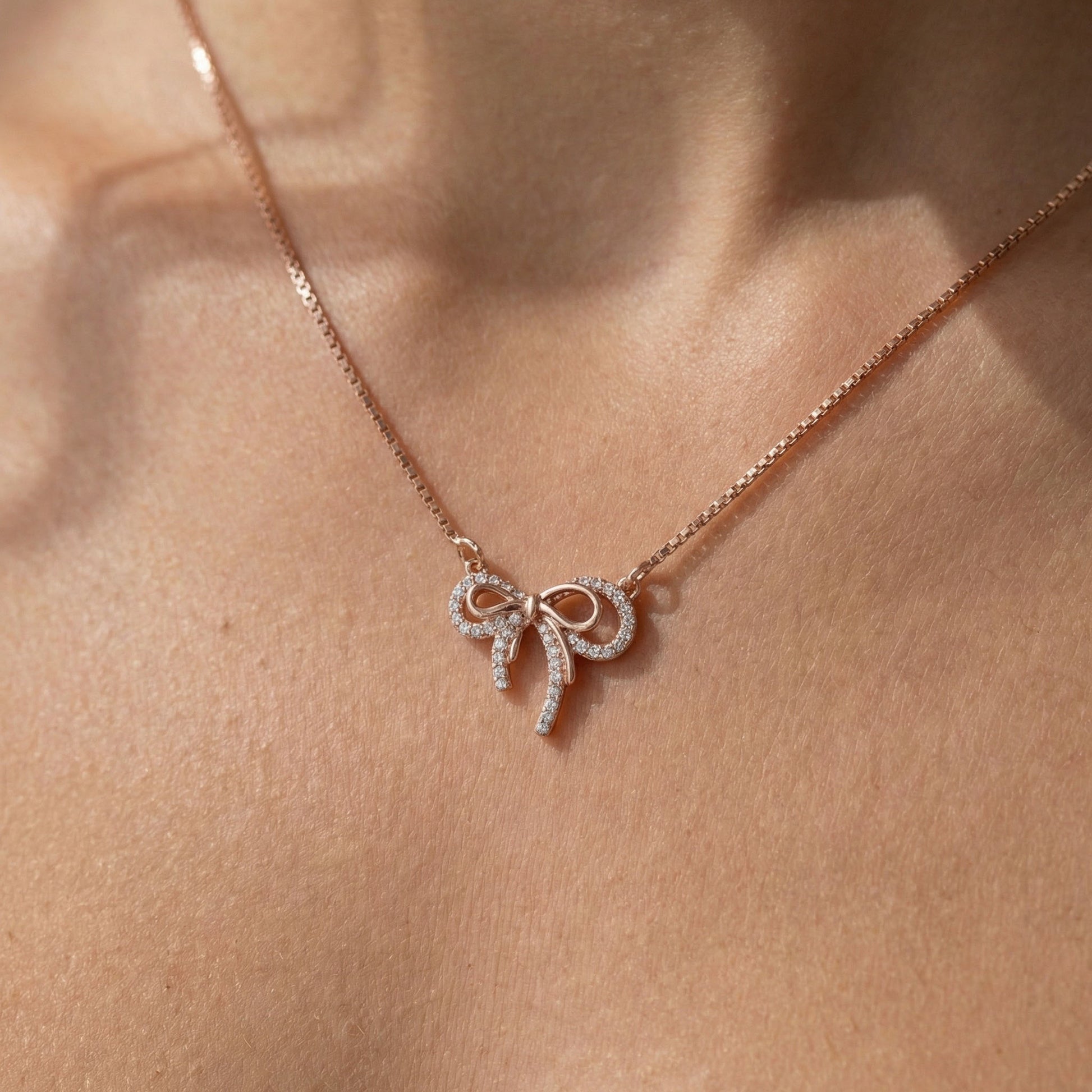 Rose gold bow shaped pendant, sterling silver pendant, Sterling silver, Bow pendant, pendant for her