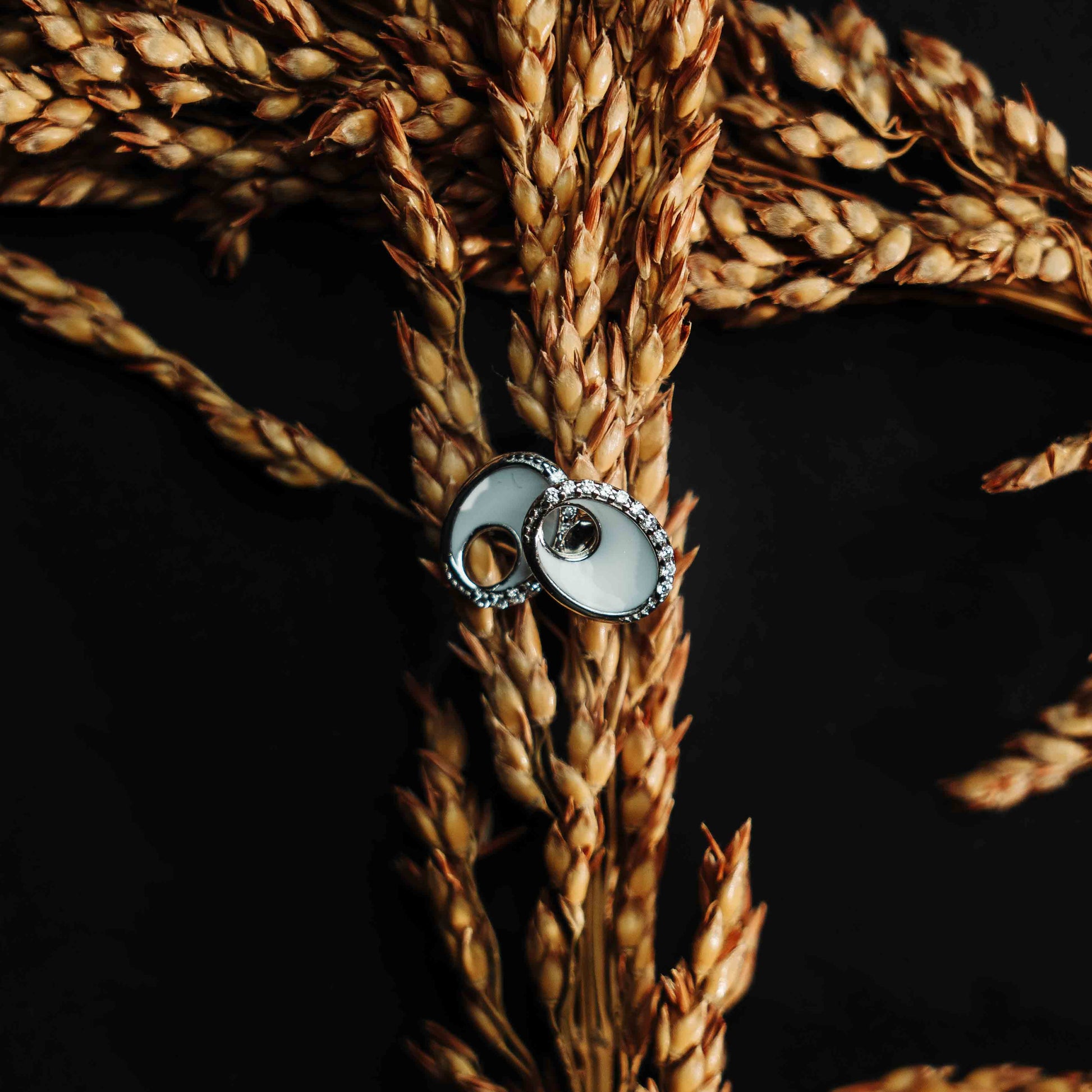 Sterling silver oval shaped enamel studs