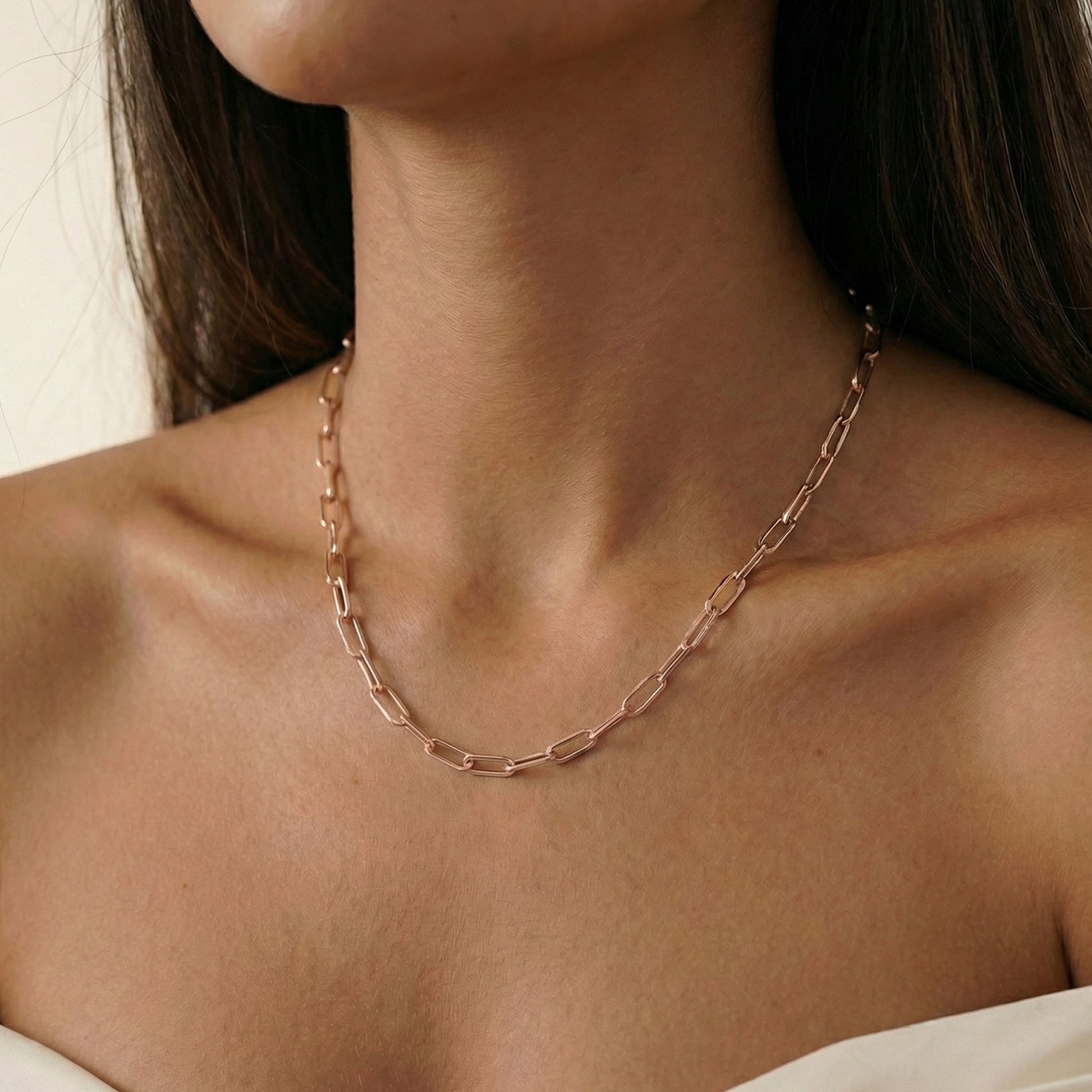 Elfy 925 sterling silver paperclip chain, waterproof and anti-tarnish jewellery for women