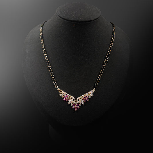 Buy traditional jewellery for women with pink floral design mangalsutra
