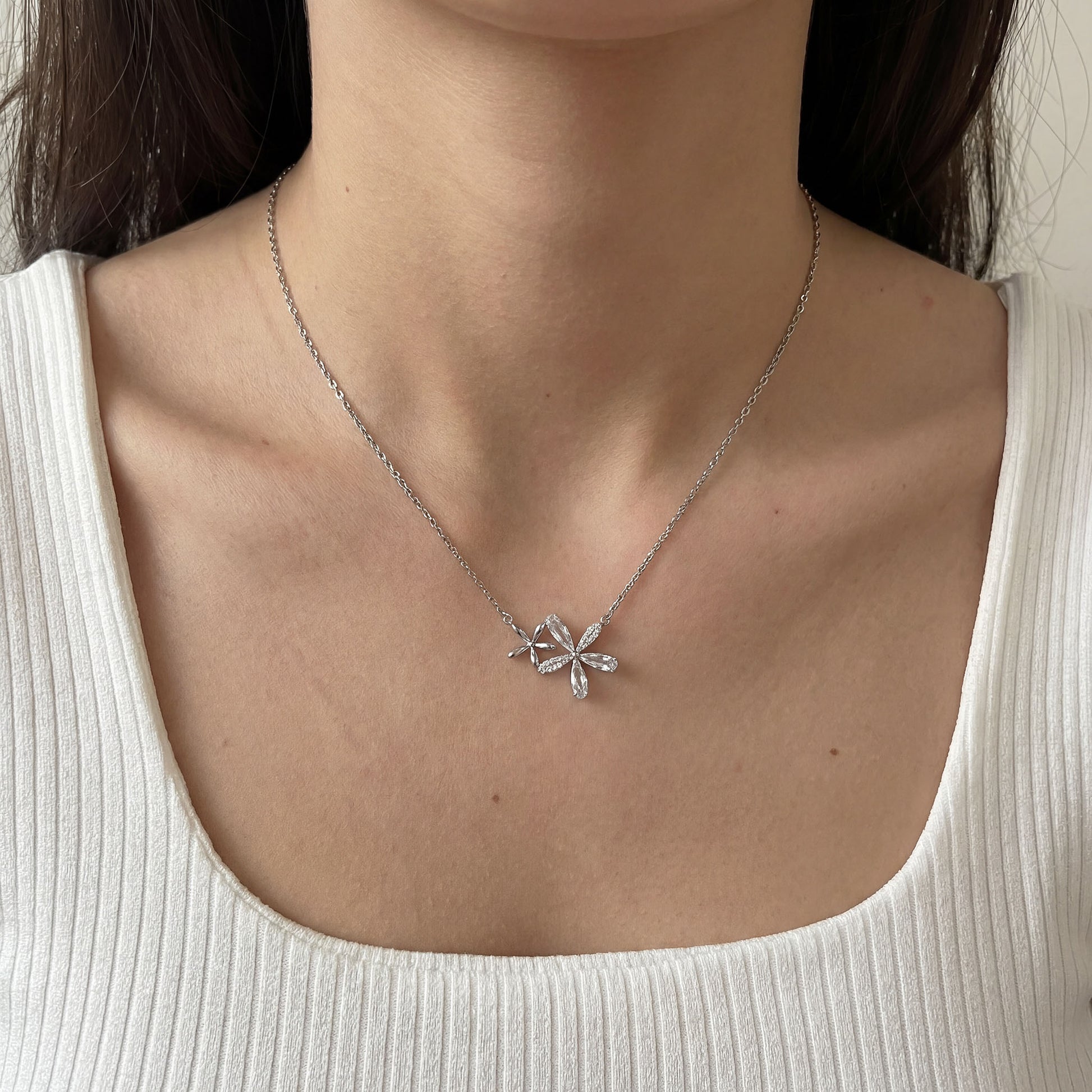 Elfy twin bloom pendant, silver pendant, 925 silver pendant, pendant for her