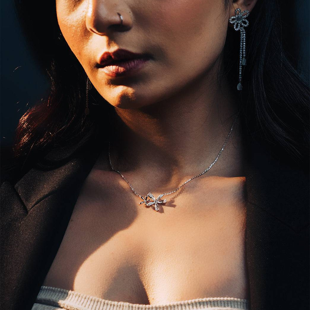 Sterling silver two flower pendant