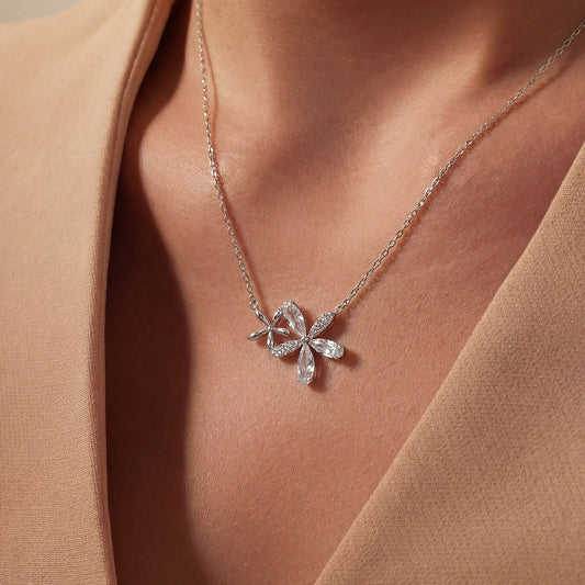 Elfy twin bloom pendant, silver pendant, 925 silver pendant, pendant for her