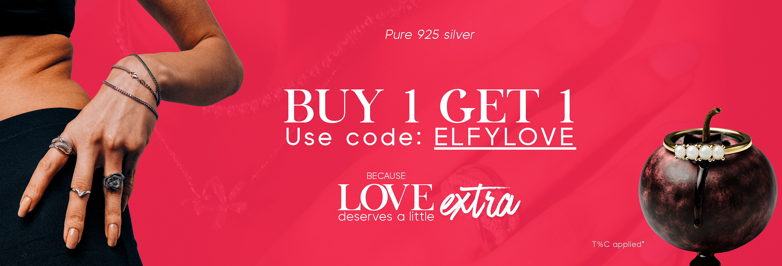 Valentines day desktop banner with B1G1 offer