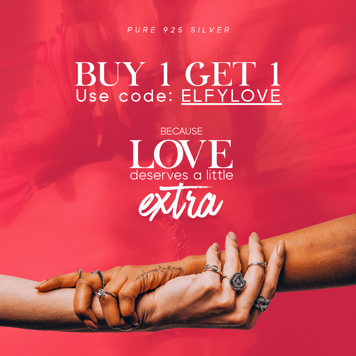 Valentines day mobile banner with B1G1 offer