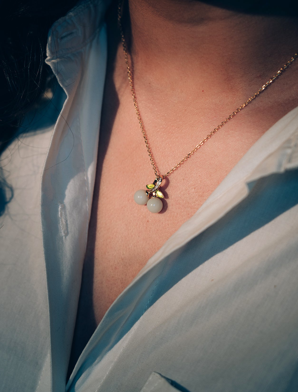 Sterling silver rose gold plated chain and pendant shape of berries